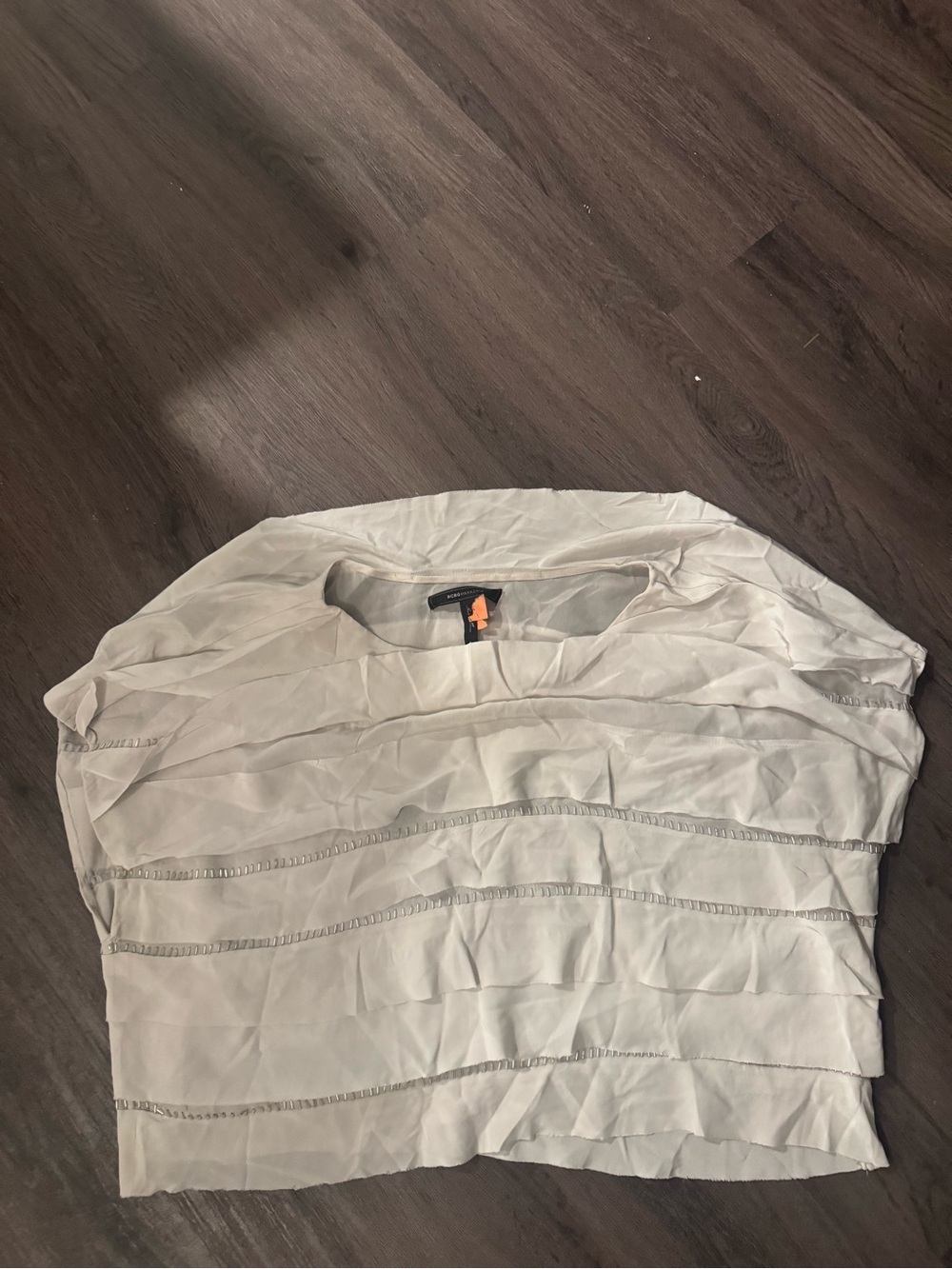 BCBGMaxAzria White Layered Short Sleeve Blouse